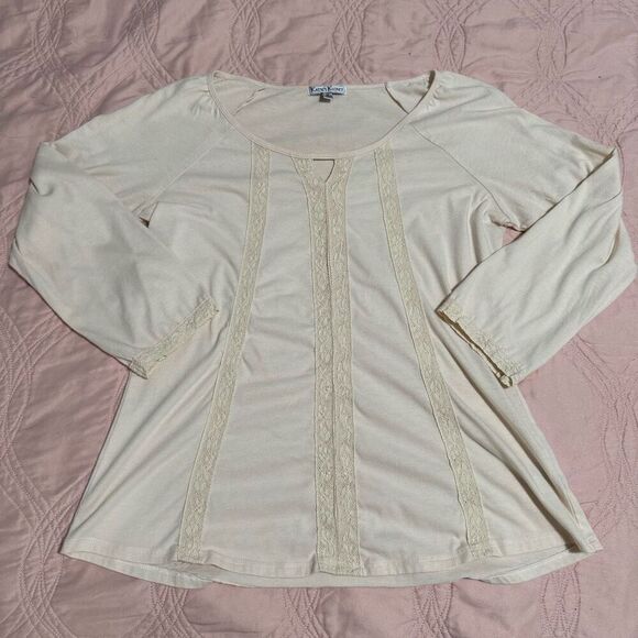 Vintage Katie’s Kloset 90s Boho Beaded Lace Top M - Picture 1 of 7